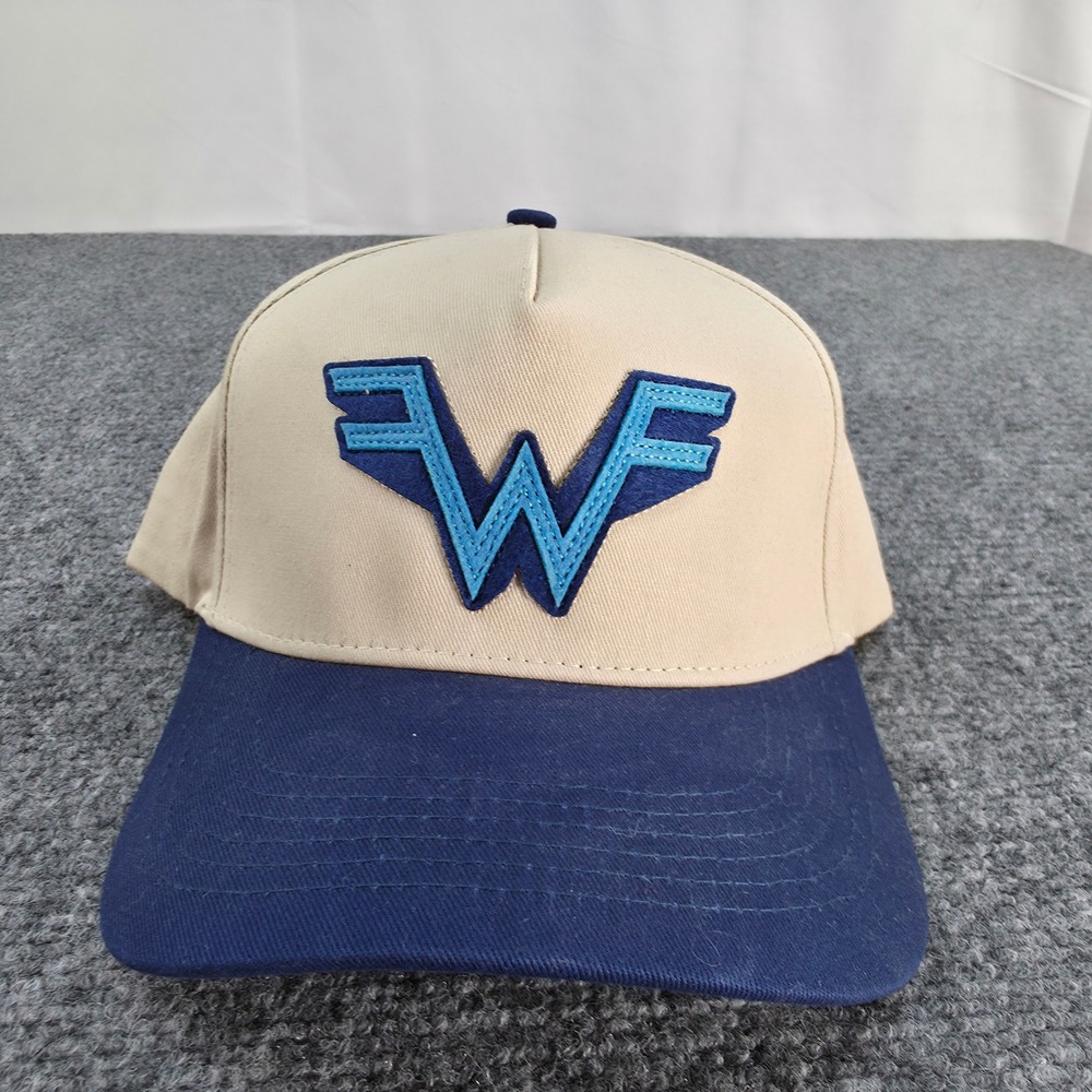 Weezer Baseball Cap Tan Blue Logo Snapback Tour Hat Blue Album 30th Anniversary‎